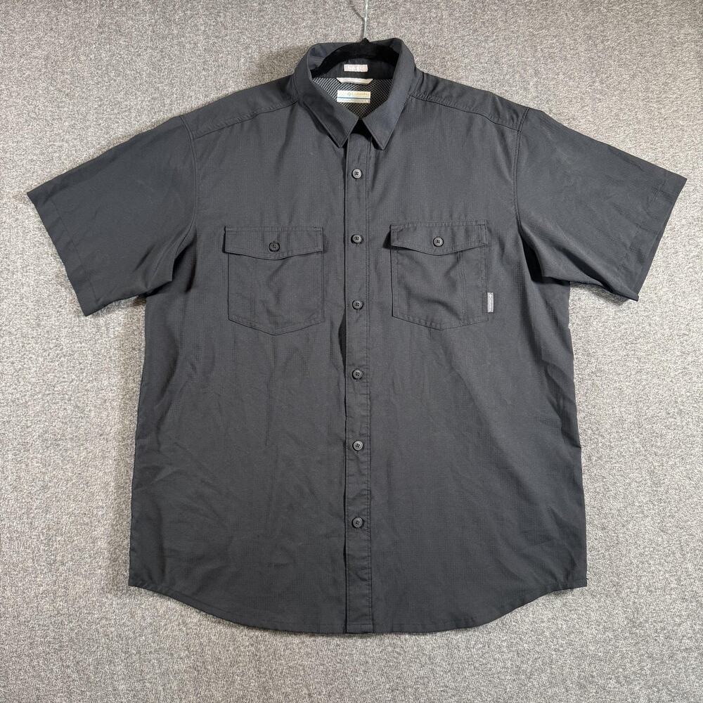 Columbia Shirt Mens Large Short Sleeve Button Up Ripstop Outdoors Fishing